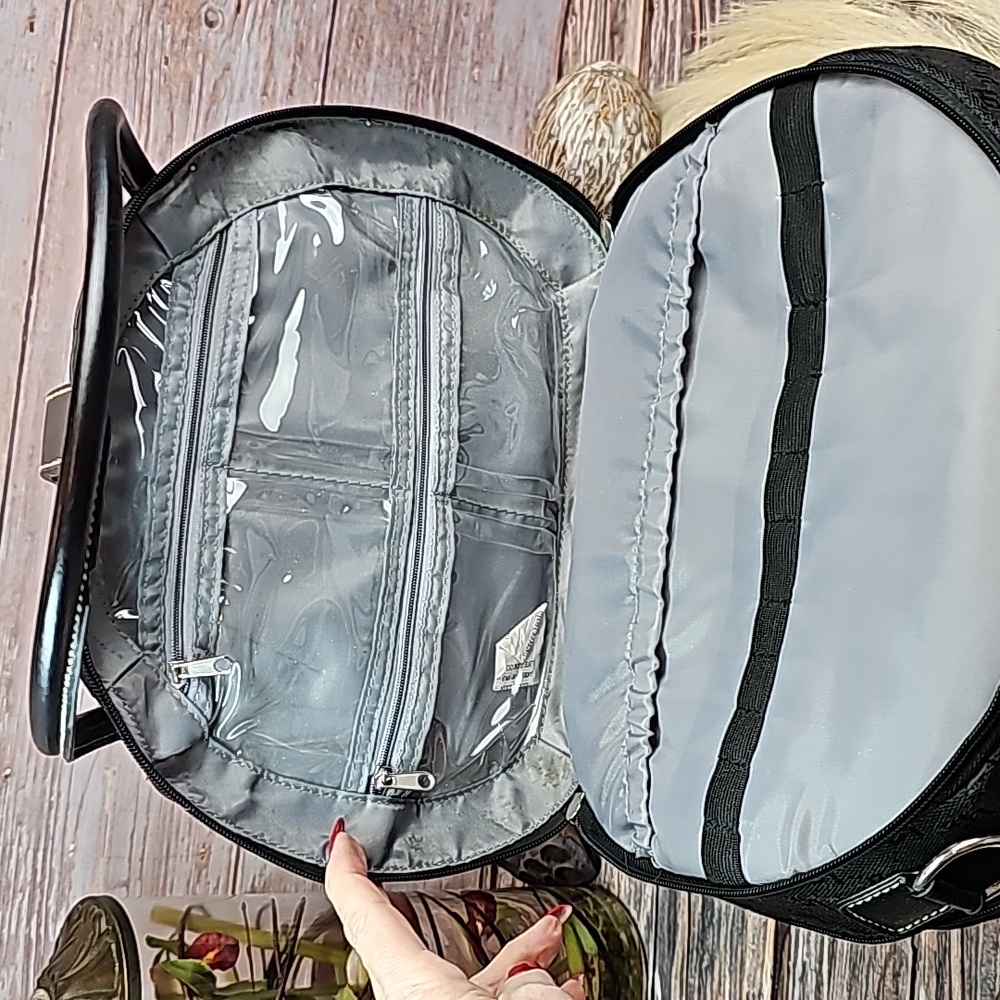 FOR YOUR EYES ONLY BLACK JACQUARD TRIPLE COMPARTMENT COSMETIC CASE - Picture 10 of 15